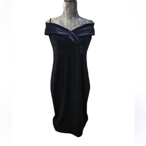 Bardot Navy Velvet Off-the-Shoulder Dress